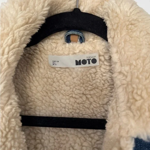 Topshop Sherpa Lined Denim Jacket - Picture 3 of 4